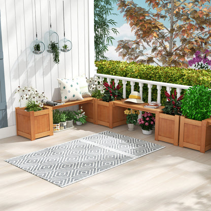 Wood Planter Box with Bench for Garden Yard Balcony, Natural Potting Benches & Tables at Gallery Canada