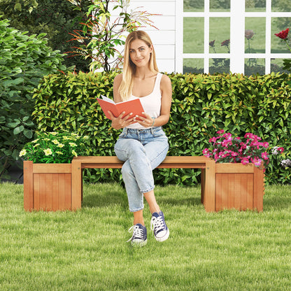 Wood Planter Box with Bench for Garden Yard Balcony, Natural Potting Benches & Tables at Gallery Canada