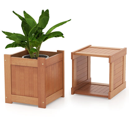 Wood Planter Box with Bench for Garden Yard Balcony, Natural Potting Benches & Tables at Gallery Canada