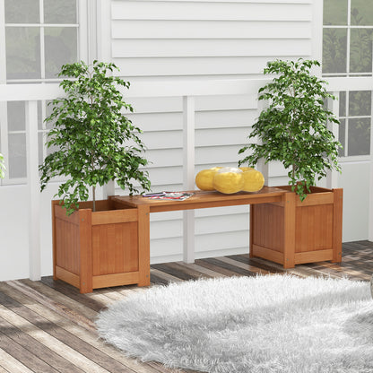 Wood Planter Box with Bench for Garden Yard Balcony, Natural Potting Benches & Tables at Gallery Canada