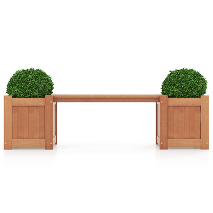 Wood Planter Box with Bench for Garden Yard Balcony, Natural Potting Benches & Tables at Gallery Canada