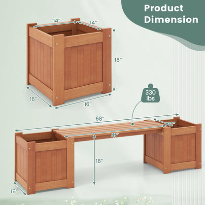 Wood Planter Box with Bench for Garden Yard Balcony, Natural Potting Benches & Tables at Gallery Canada