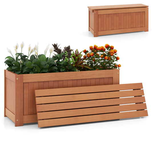 Outdoor Plant Container with Seat for Garden Yard Balcony Deck, Natural Potting Benches & Tables Natural at Gallery Canada