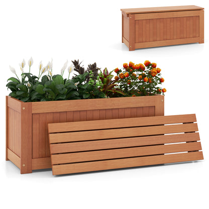 Outdoor Plant Container With Seat, Natural