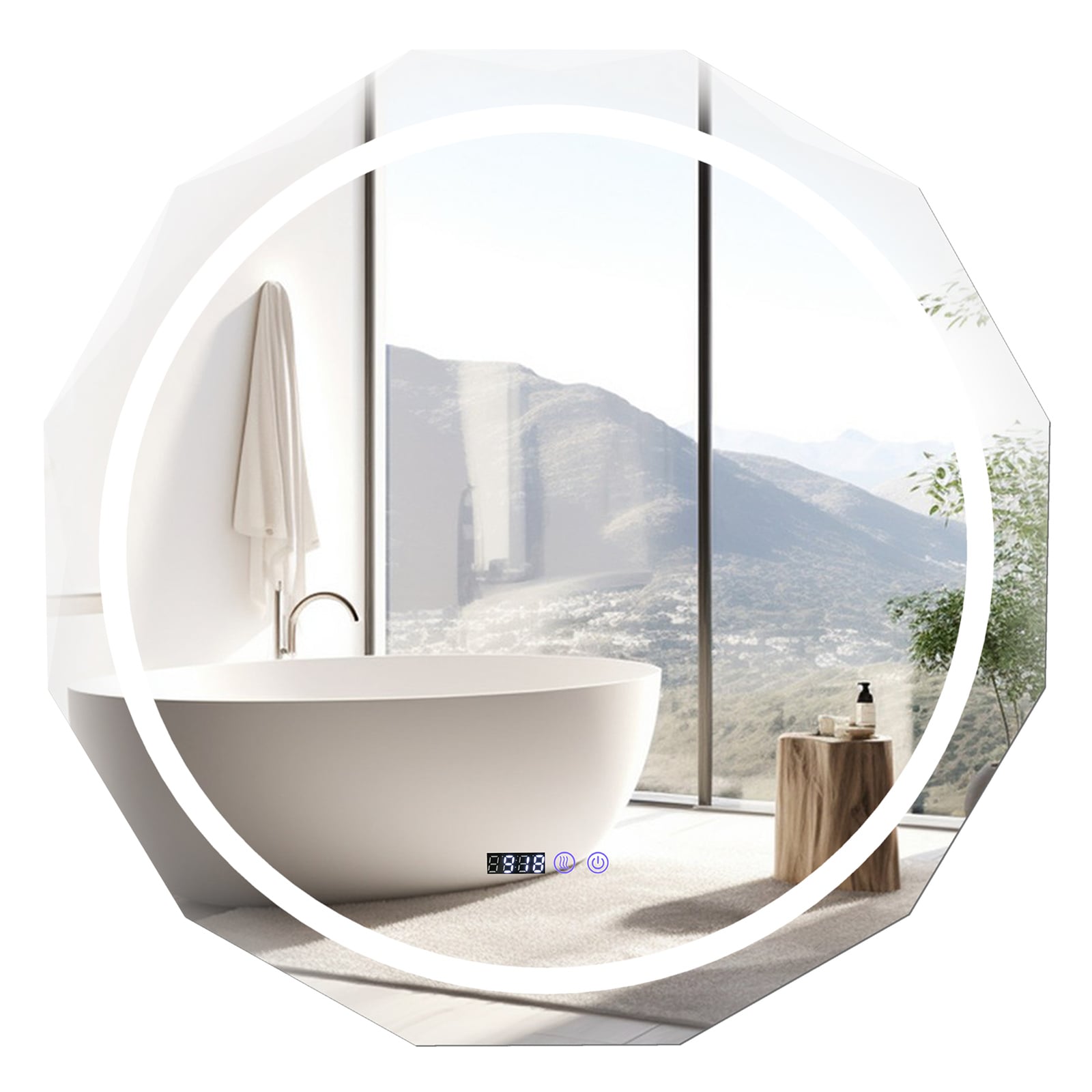 Defogging LED Bathroom Mirror, Stepless 3 Colors Temperature, White Wall Mirrors at Gallery Canada