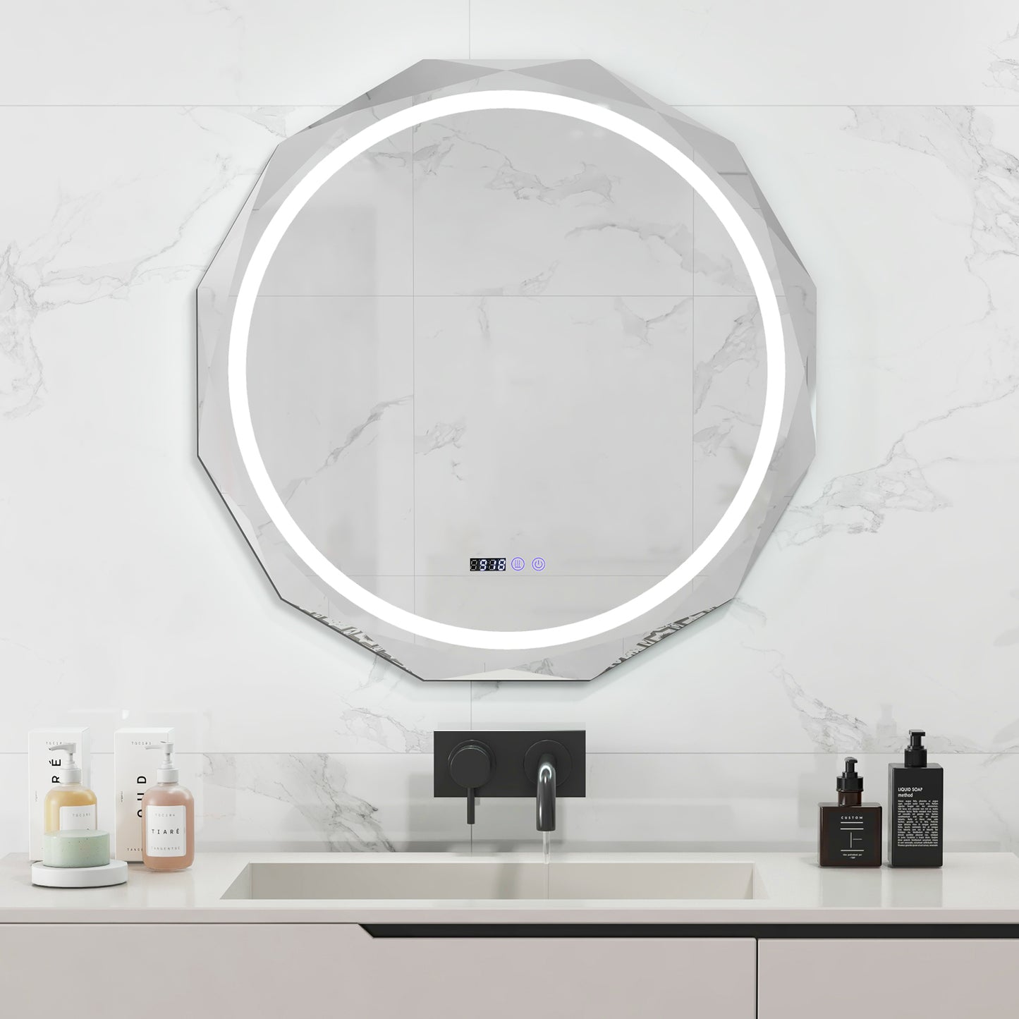 Defogging LED Bathroom Mirror with Stepless 3 Colors Temperature, White Wall Mirrors at Gallery Canada