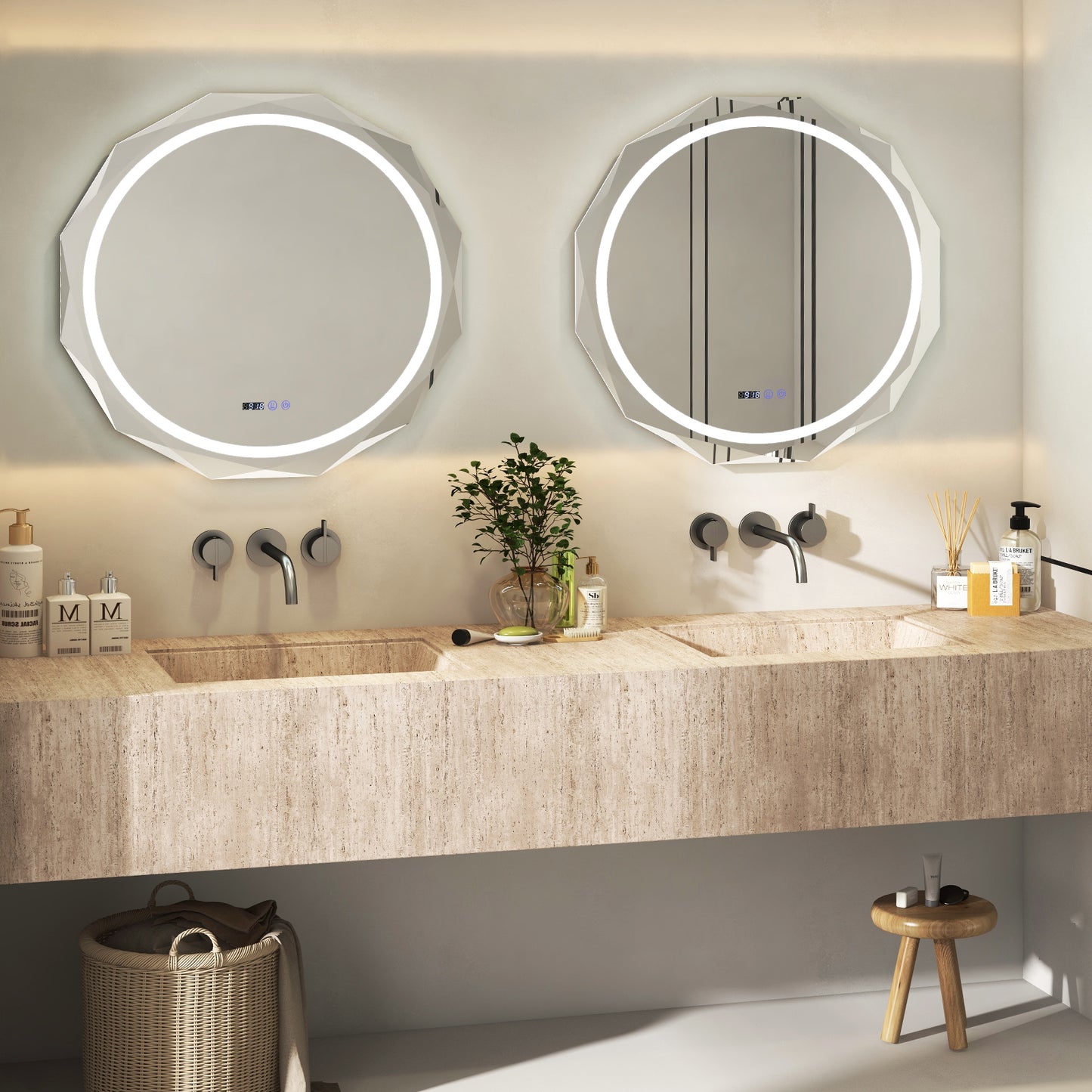 Defogging LED Bathroom Mirror with Stepless 3 Colors Temperature, White Wall Mirrors at Gallery Canada