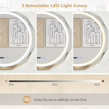 Defogging LED Bathroom Mirror with Stepless 3 Colors Temperature, White Wall Mirrors at Gallery Canada