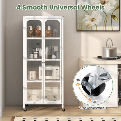 Glass Door Storage Cabinet With Wheels, Adjustable Shelves, White Cabinets & Chests at Gallery Canada