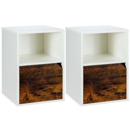 Set of 2 Nightstands, Side End Table for Living Room, White Nightstands at Gallery Canada