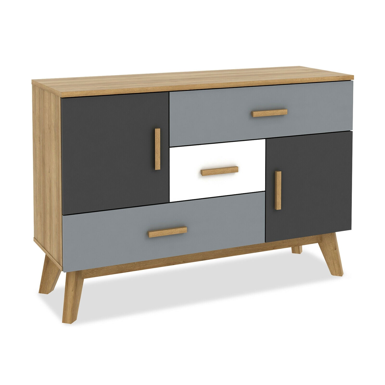 Free-standing Storage Floor Cabinet with 2 Doors and 3 Drawers, Natural Sideboards Cabinets & Buffets at Gallery Canada
