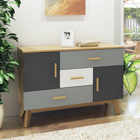 Free-standing Storage Floor Cabinet with 2 Doors and 3 Drawers, Natural - Gallery Canada