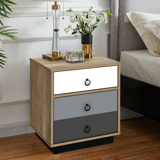 Nightstand with Drawer and Storage Cabinet Wooden Sofa Side Table End Table, Brown - Gallery Canada