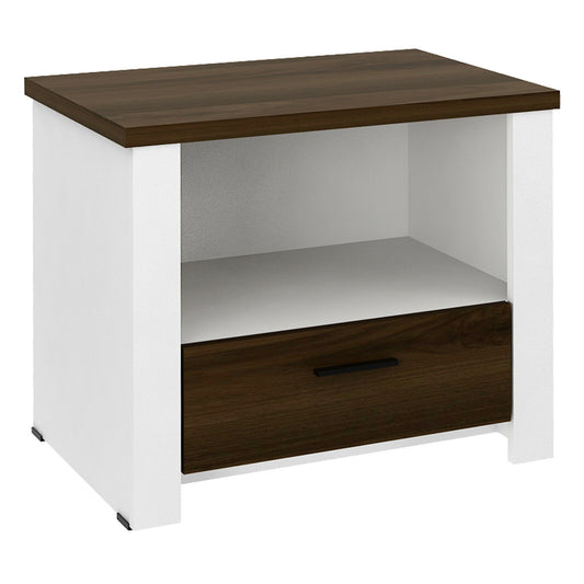 Accent Nightstand with Drawer and Open Shelf, Brown & White Nightstands Brown & White at Gallery Canada