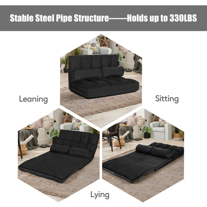 Foldable Floor 6-Position Adjustable Lounge Couch, Black Floor Chairs at Gallery Canada