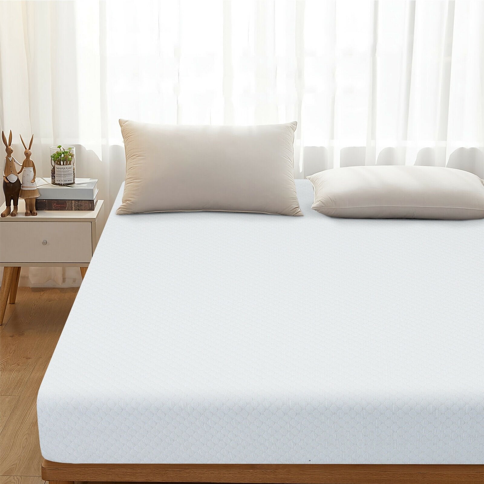 8 Inch Foam Medium Firm Mattress with Jacquard Cover-Queen Size, White - Gallery Canada