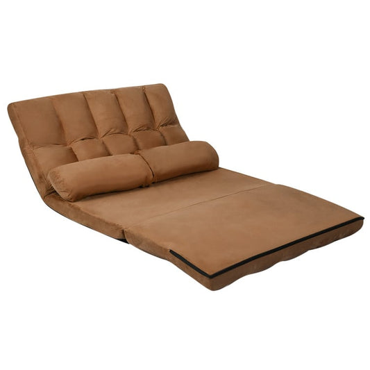 Foldable Floor 6-Position Adjustable Lounge Couch, Brown at Gallery Canada