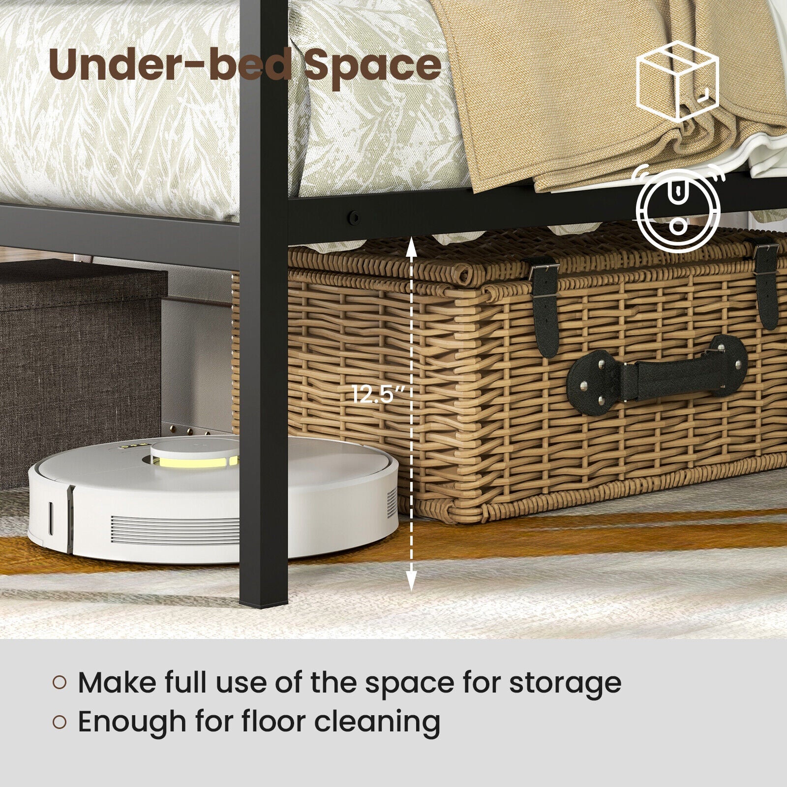 Twin/Full/Queen Size Metal Canopy Bed Frame with Slat Support-Full Size, Black Simple Bed Frame at Gallery Canada