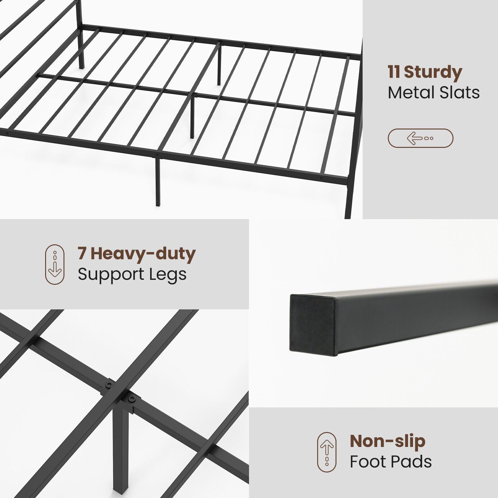 Twin/Full/Queen Size Metal Canopy Bed Frame with Slat Support-Full Size, Black Simple Bed Frame at Gallery Canada