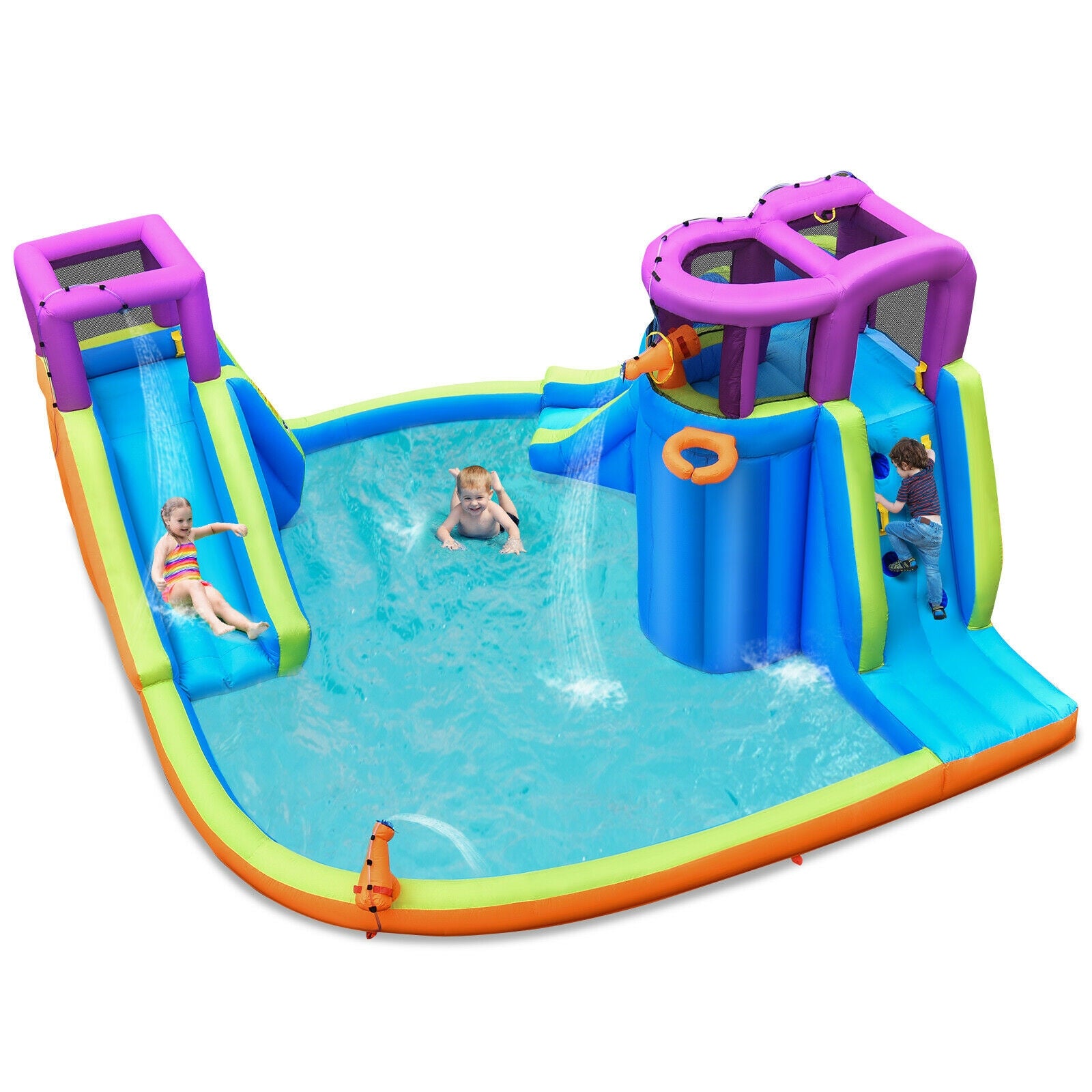 6-in-1 Inflatable Dual Water Slide Bounce House Without Blower Bounce House at Gallery Canada