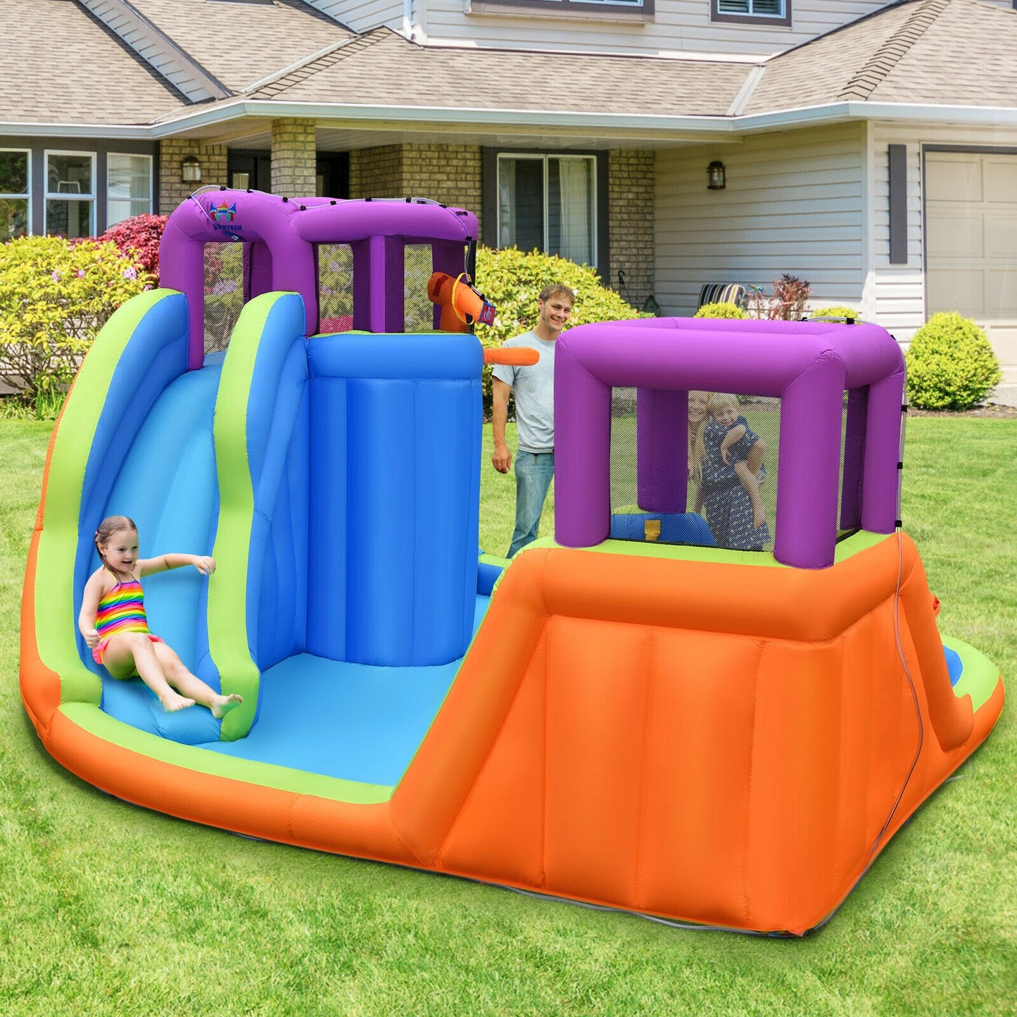 6-in-1 Inflatable Dual Water Slide Bounce House Without Blower Bounce House at Gallery Canada