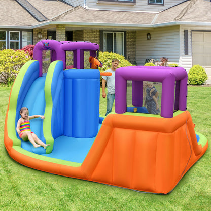 6-in-1 Inflatable Dual Water Slide Bounce House Without Blower Bounce House at Gallery Canada