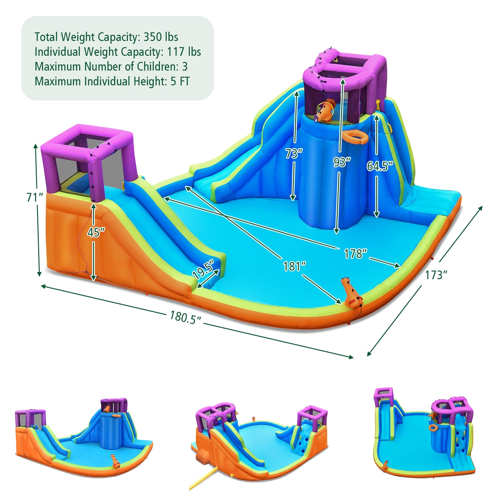 6-in-1 Inflatable Dual Water Slide Bounce House Without Blower Bounce House at Gallery Canada