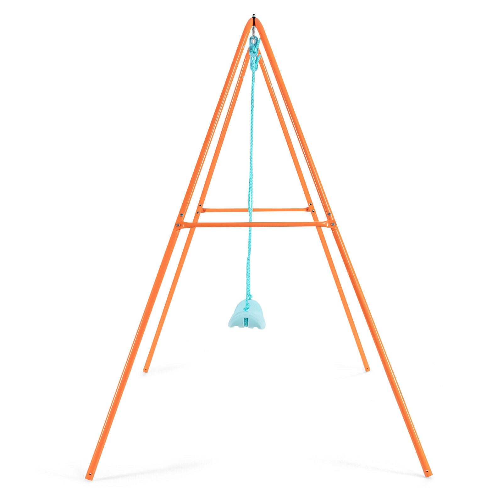 Outdoor Kids Swing Set with Heavy-Duty Metal A-Frame and Ground Stakes, Orange Swing & Playsets at Gallery Canada