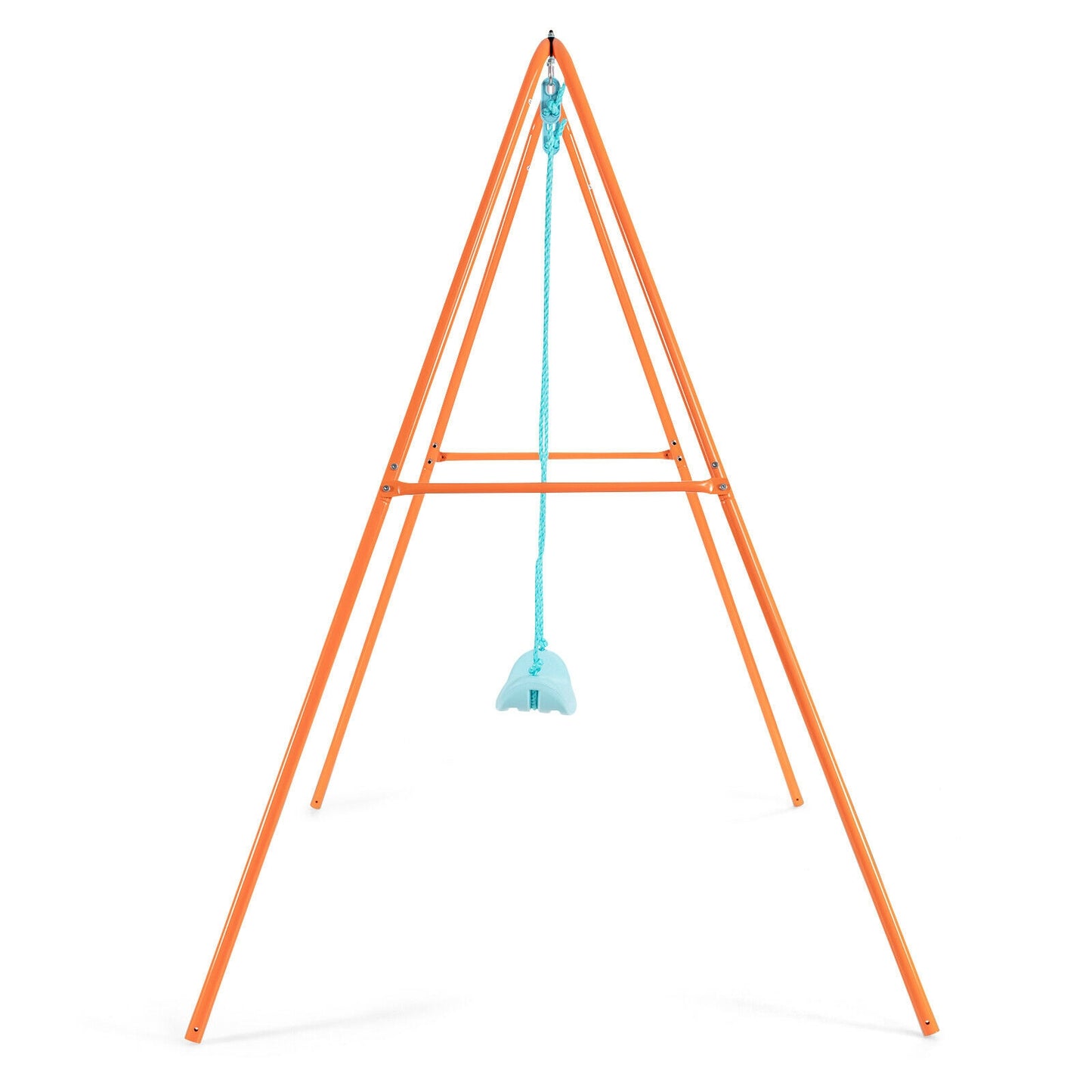 Outdoor Kids Swing Set with Heavy-Duty Metal A-Frame and Ground Stakes, Orange Swing & Playsets at Gallery Canada