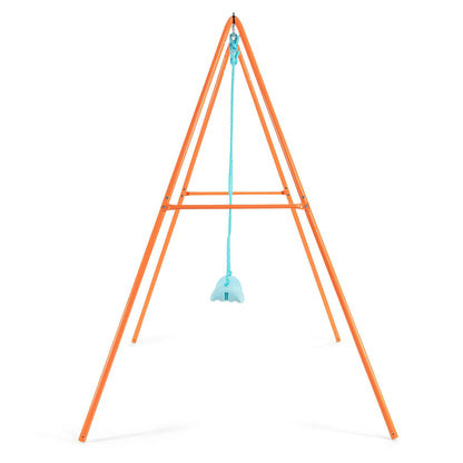 Outdoor Kids Swing Set with Heavy-Duty Metal A-Frame and Ground Stakes, Orange Swing & Playsets at Gallery Canada