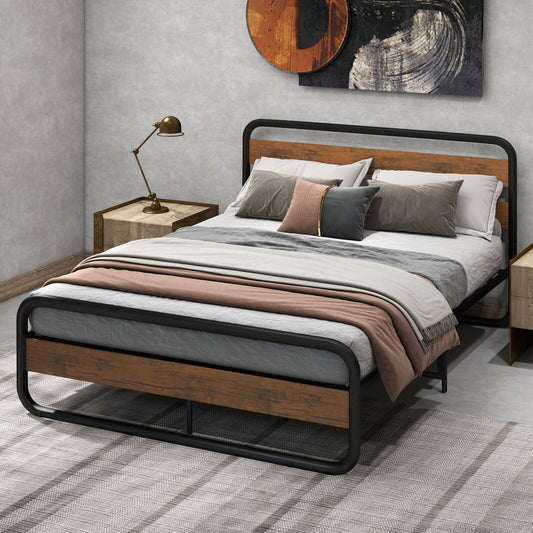 Arc Platform Bed with Headboard and Footboard-Queen Size, Black - Gallery Canada