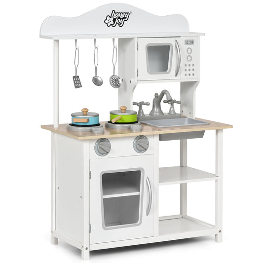 Wooden Pretend Play Kitchen Set For Kids, White Play Kitchen Sets White at Gallery Canada
