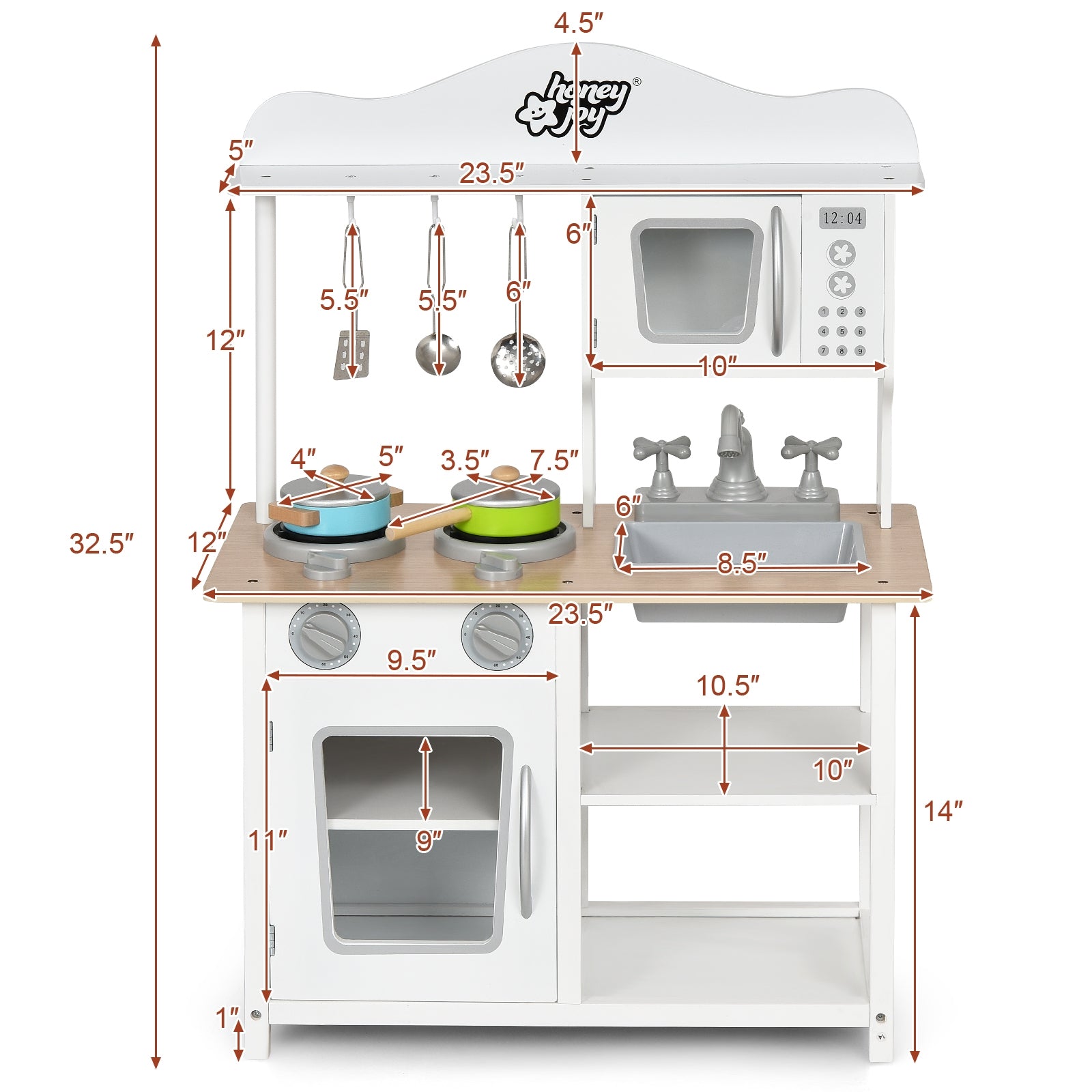 Wooden Pretend Play Kitchen Set for Kids with Accessories and Sink, White Play Kitchen Sets at Gallery Canada