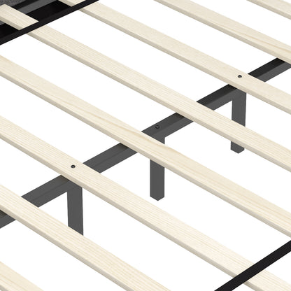 Twin/Full/Queen Size Upholstered Platform Bed with Button Tufted Headboard-Full Size, Gray Simple Bed Frame at Gallery Canada