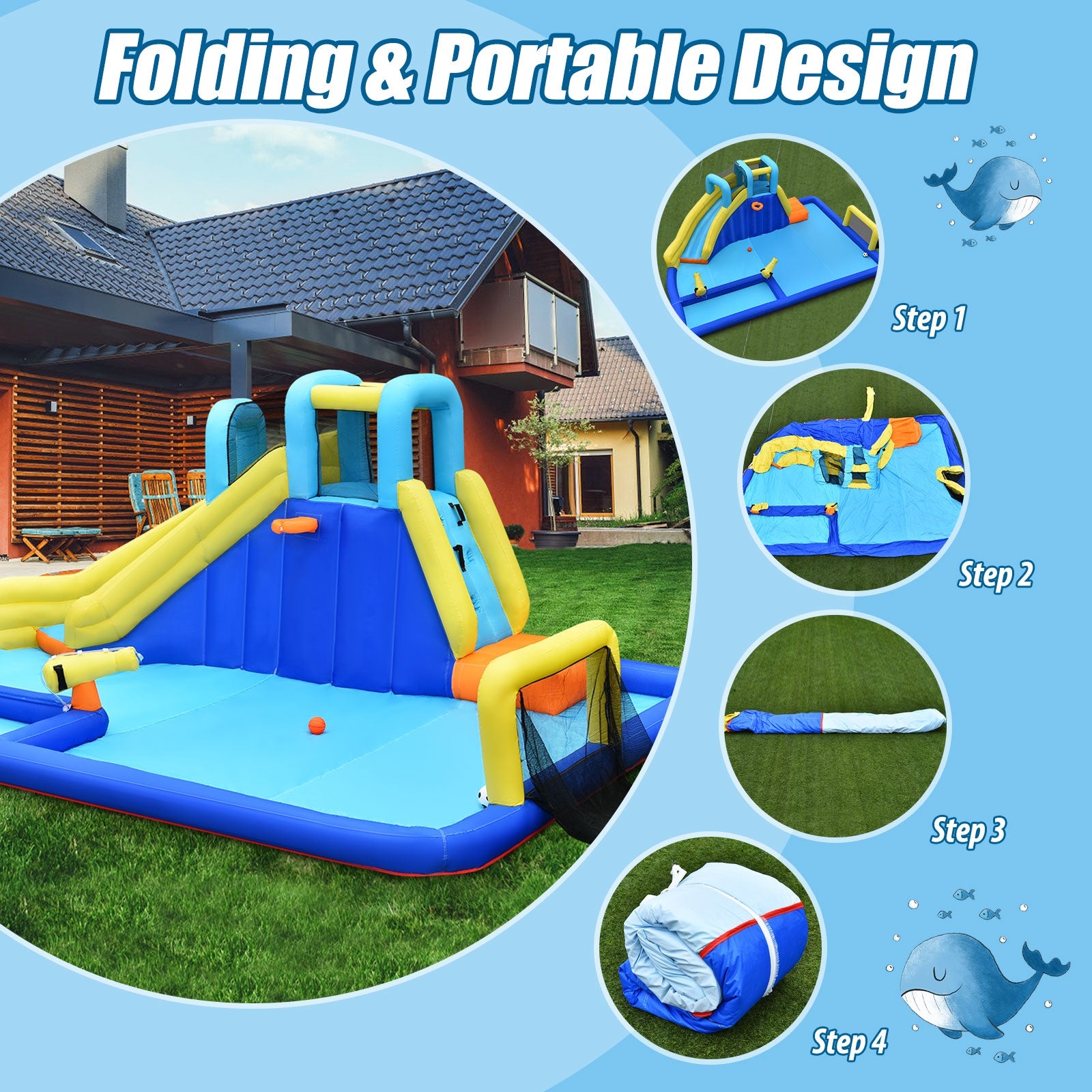 6-in-1 Inflatable Water Slide Jumping House without Blower Bounce House at Gallery Canada