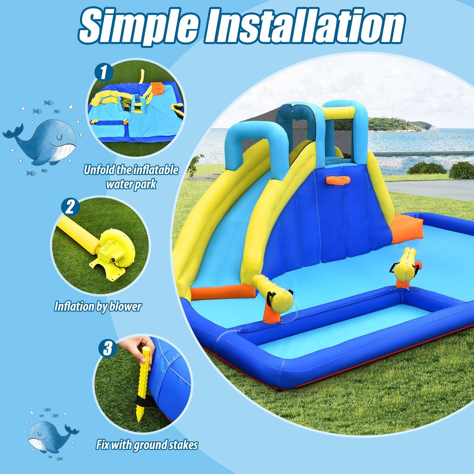 6-in-1 Inflatable Water Slide Jumping House without Blower Bounce House at Gallery Canada