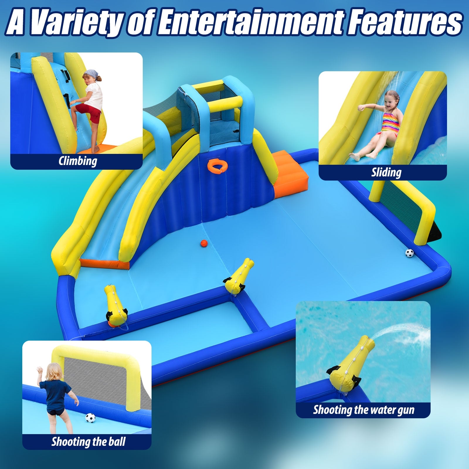 6-in-1 Inflatable Water Slide Jumping House without Blower Bounce House at Gallery Canada