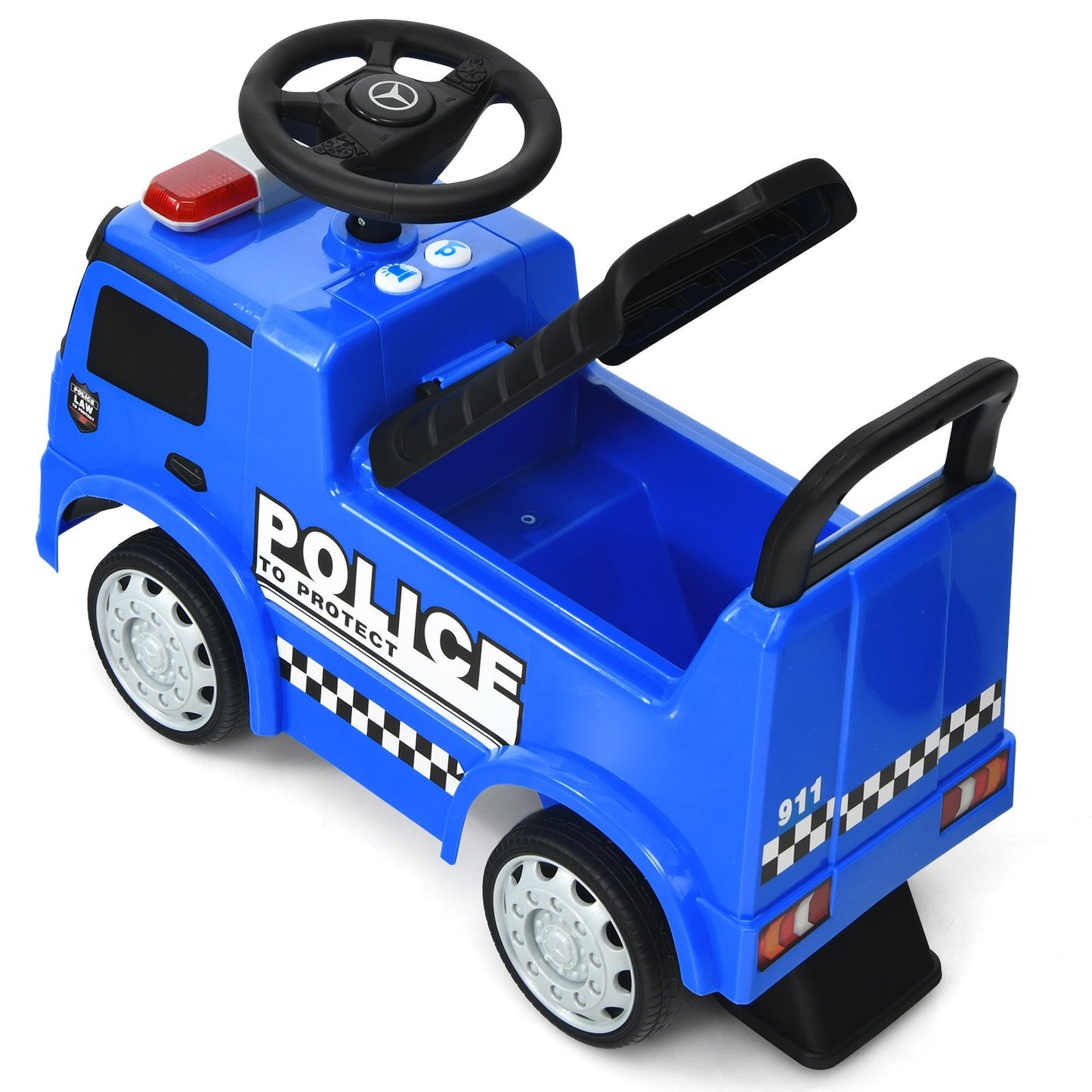 Mercedes Benz Kids Ride On Push Licensed Police Car, Blue - Gallery Canada