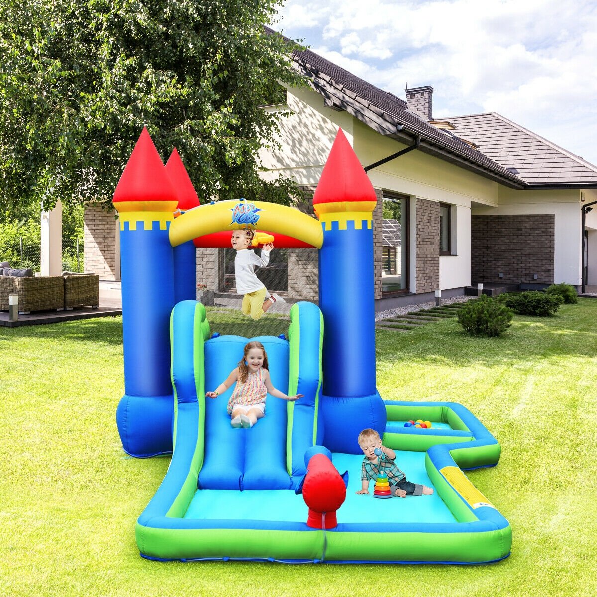 Kids Inflatable Bounce House Water Slide without Blower - Gallery Canada