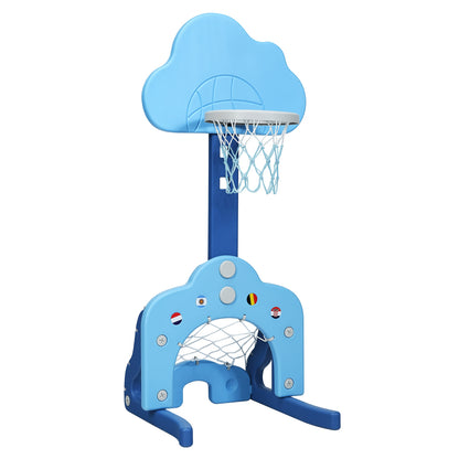 3-in-1 Kids Basketball Hoop Set with Balls, Blue Toy Sports Blue at Gallery Canada