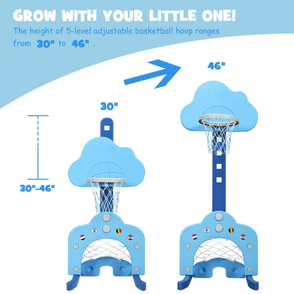 3-in-1 Kids Basketball Hoop Set with Balls, Blue Toy Sports at Gallery Canada