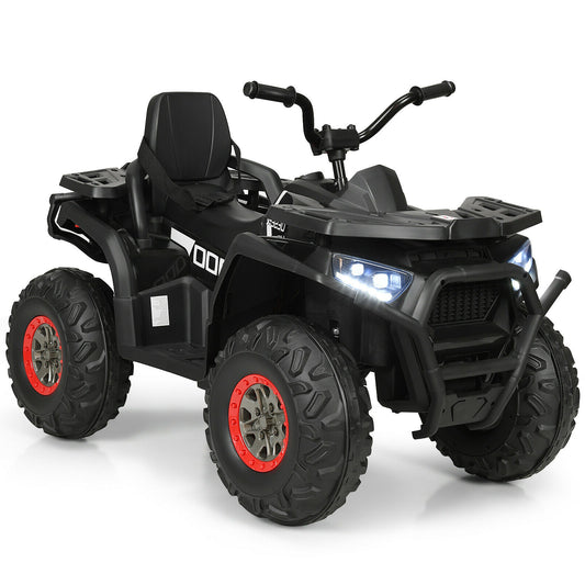12 V Kids Electric 4-Wheeler ATV Quad with MP3 and LED Lights, Black Powered Ride On Toys Black at Gallery Canada