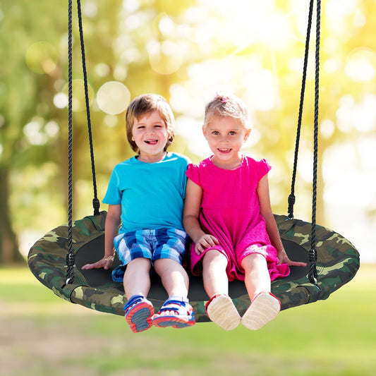 40 Inch Flying Saucer Tree Swing Outdoor Play Set with Adjustable Ropes Gift for Kids, Green - Gallery Canada