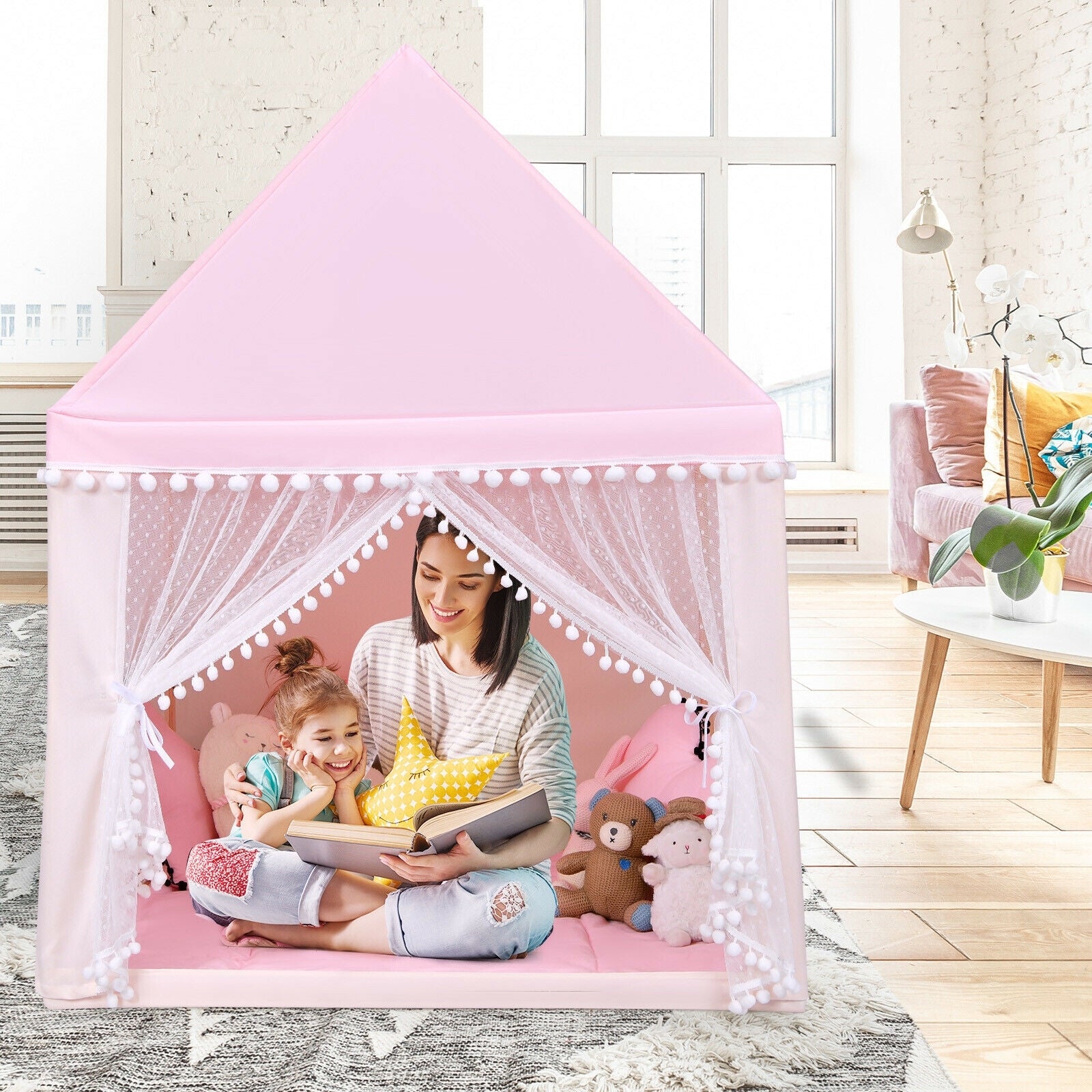Kids Play Tent Large Playhouse Children Play Castle Fairy Tent Gift with Mat, Pink Play Tents & Playhouse at Gallery Canada