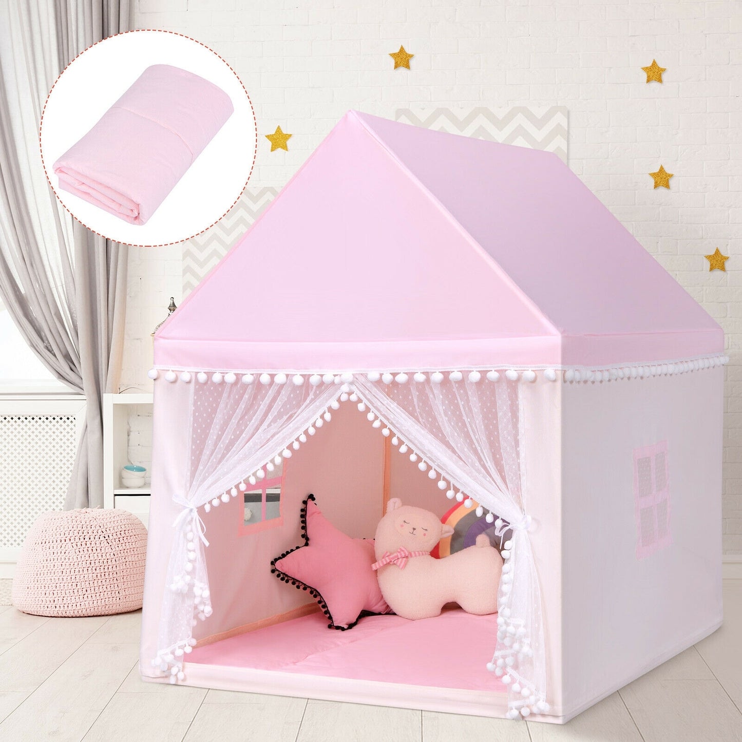 Kids Play Tent Large Playhouse Children Play Castle Fairy Tent Gift with Mat, Pink Play Tents & Playhouse at Gallery Canada