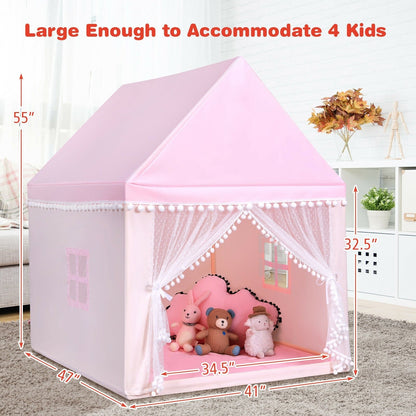 Kids Play Tent Large Playhouse Children Play Castle Fairy Tent Gift with Mat, Pink - Gallery Canada