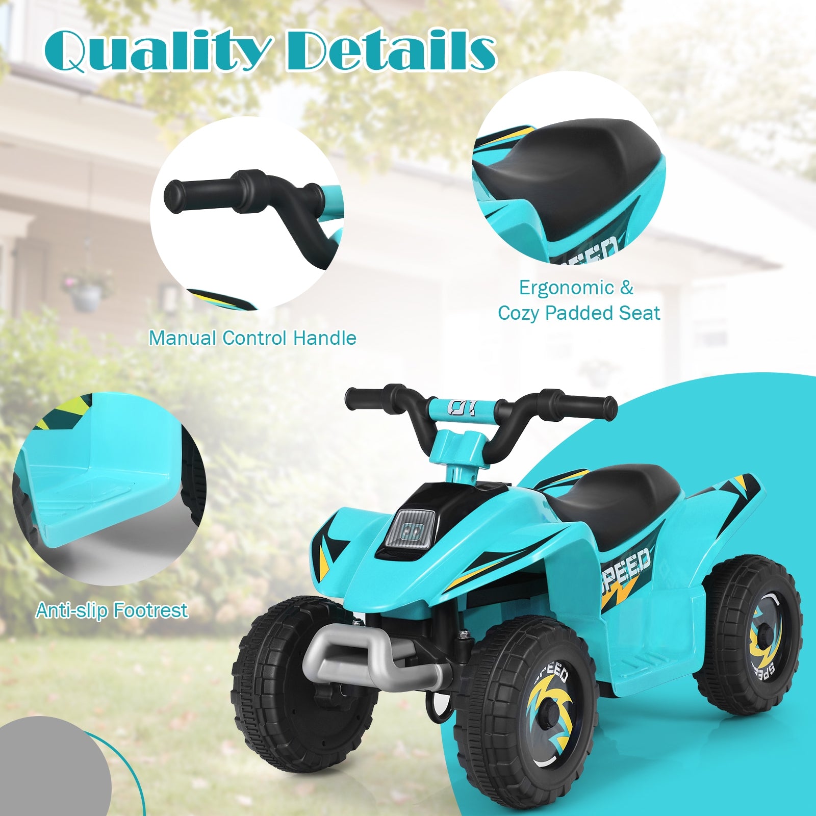 6V Kids Electric ATV, 4 Wheels Ride-On Toy, Blue Powered Ride On Toys at Gallery Canada