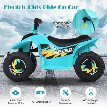 6V Kids Electric ATV, 4 Wheels Ride-On Toy, Blue Powered Ride On Toys at Gallery Canada