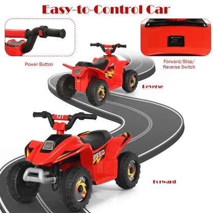 6V Kids Electric ATV 4 Wheels Ride-On Toy , Red Powered Ride On Toys at Gallery Canada