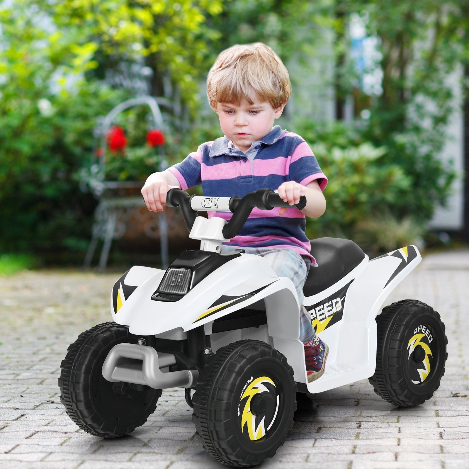 6V Kids Electric ATV 4 Wheels Ride-On Toy , White - Gallery Canada